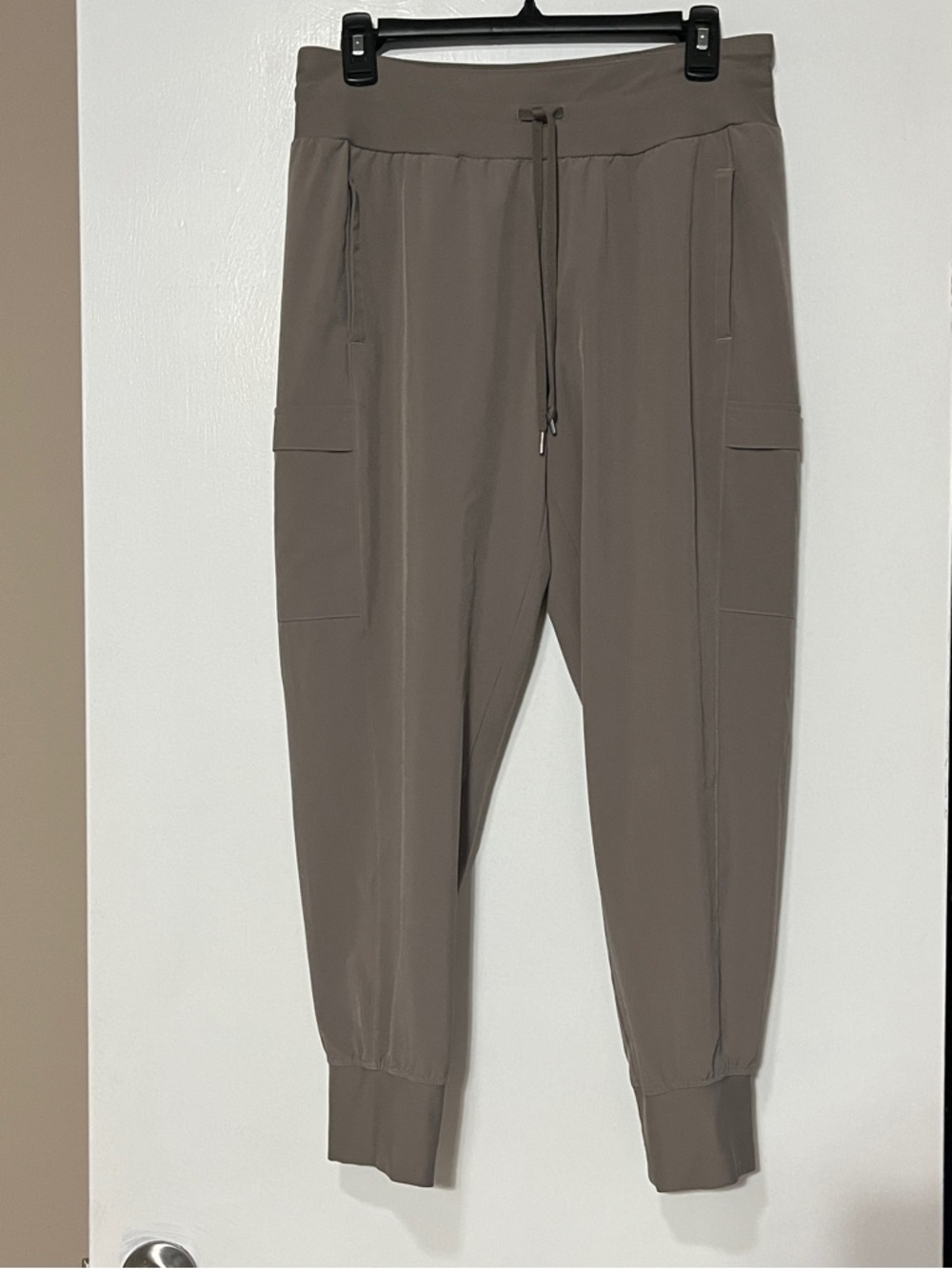 Women's Taupe Drawstring Jogger Pants with Cargo Pockets